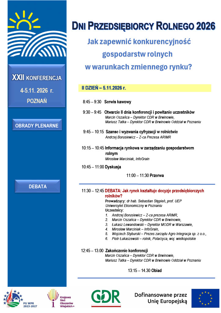 Jak utrzymać konkurencyjność gospodarstwa? Dni Przedsiębiorcy Rolnego 2026 już w listopadzie 5 Dni Przedsiębiorcy Rolnego 2026 – konferencja w Poznaniu