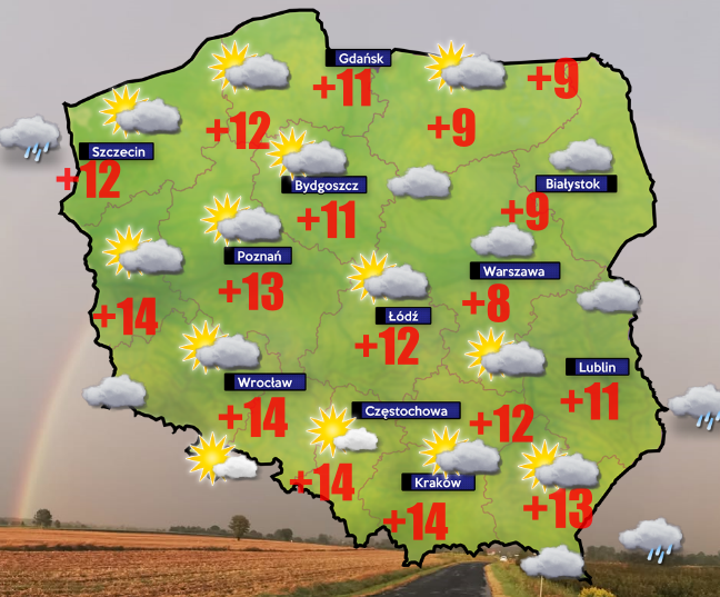 20 mm deszczu na wschód i zachód od Polski. Pogoda 18 października