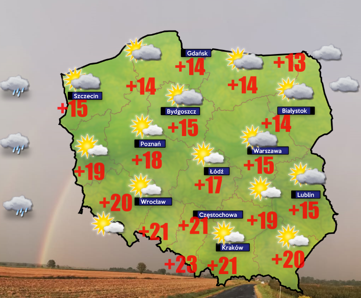 Niż z ulewami nad Niemcami i halny w Polsce. choćby +23 stopnie w Zatorze