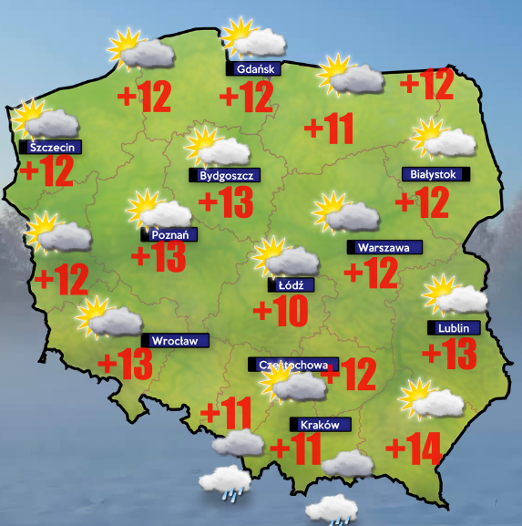 Pogoda 24 października. Od 0 do +15 stopni Celsjusza
