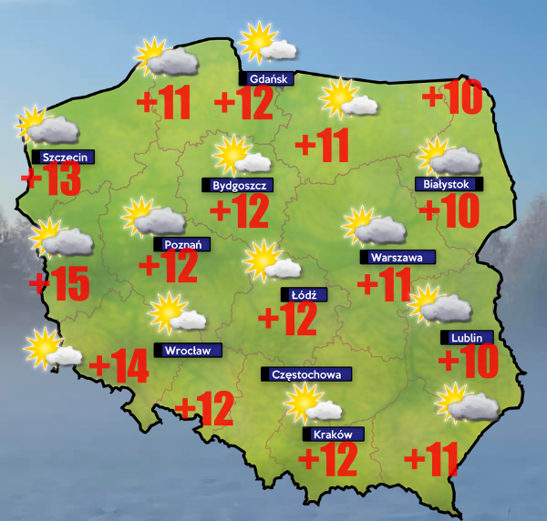 Od -3 do +15 stopni Celsjusza. W Sudetach silny fen