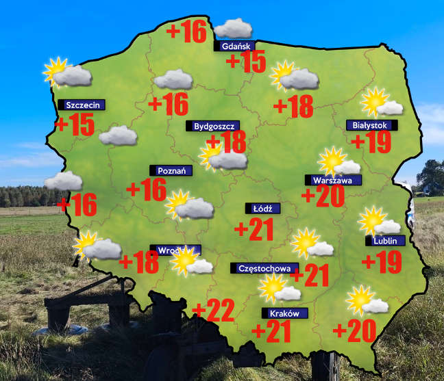 Od 0 do +22 stopni Celsjusza. Gęste mgły i przymrozki
