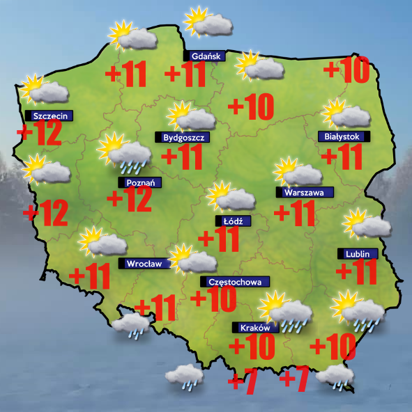 Ciepło z dużą ilością chmur. Pogoda 30 października